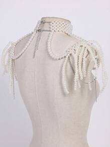 1 Pezzo Ciondolo per spalla in perle lavorato a mano elegante e vintage, accessorio per spose, matrimoni, feste ed eventi per donne
