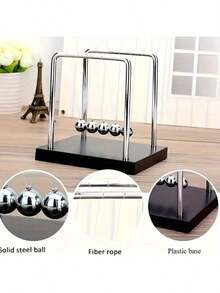 Pêndulo de Newton - 9cm Enfeite Decoração p/ Sala Escritório Balance Balls - AG3033 - Preto - Visão 11