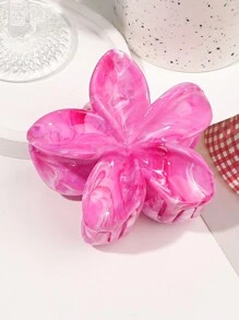 1件裝女款透明大理石花卉紮染髮夾，適合海邊度假與日常使用，適合秋冬夏季的女性花朵髮飾髮爪髮夾，送禮佳品 - 粉色 - 查看 2