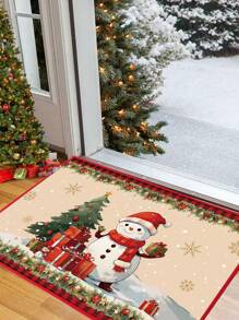 1 stuk 40*60cm kerstboom sneeuwpop patroon deurmat, vrolijke kerstdecoratie voor thuis, kerstversiering, kerstversiering voor binnen en buiten, kerstcadeau voor Kerstmis, gelukkig nieuwjaar 2025