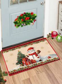 1 stuk 40*60cm kerstboom sneeuwpop patroon deurmat, vrolijke kerstdecoratie voor thuis, kerstversiering, kerstversiering voor binnen en buiten, kerstcadeau voor Kerstmis, gelukkig nieuwjaar 2025