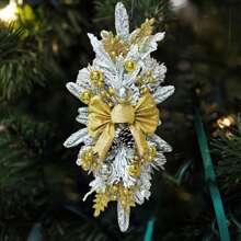 17I8nches Christmas Teardrop Swag Bow Ball Pinecone Garland Artificial Wreath For Holiday Stairs Wall Decor