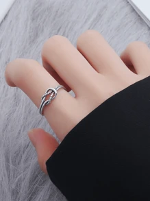1pc 925 Sterling Silver Vintage Knot Adjustable Ring, Suitable For Both Men And Women, High Quality Jewelry To Match Daily Outfits