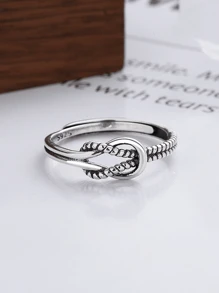 1pc 925 Sterling Silver Vintage Knot Adjustable Ring, Suitable For Both Men And Women, High Quality Jewelry To Match Daily Outfits