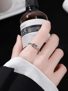 1pc 925 Sterling Silver Vintage Knot Adjustable Ring, Suitable For Both Men And Women, High Quality Jewelry To Match Daily Outfits