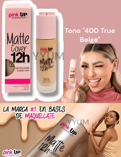 Maquillaje matte cover 12 horas Pink Up maquillaje líquido FPS15 ORIGINAL Matte cover, Maquillaje Líquido, De Larga Duración, Acabado mate, Controla exceso de brillo