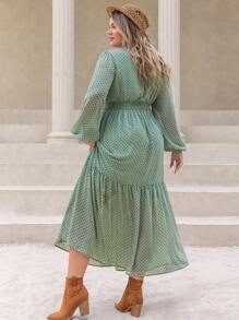 Rusttydustty Women Plus Size Polka Dot Embroidery Design V-Neck Dress Beach Holiday Valentine's Day Wedding Season Coachella Music Festival Polka Dot Tropical Vacation Hawaii Beach Outfits