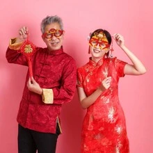 12 件 2025 蛇年春节快乐纸质装饰眼镜摄影道具 - 彩色 - 查看 5