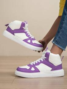 男士时尚高帮系带运动鞋，轻便休闲步行滑板鞋，适合青少年夏季休闲、户外运动、度假旅行、毕业礼物、生日礼服配饰 - 彩色 - 查看 30