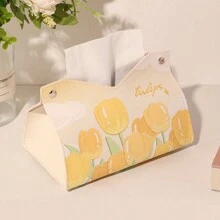 1pc Floral Pattern Tissue Box Cover Holder, Dining Table Napkin Container, Creative Towel Holder, Bathroom Living Room Bedroom Dressing Table Countertop Tissue Storage Box, Home Decor, Bathroom Accessories,Home Stuff,Table,Home Decorations,Home Organization And Storage, For Home Kitchen Bedroom Living Room Dining Room, Home Decoration Accessories, Decorative Box,Women Wedding Gift,Summer Travel Holiday Festival Must-Have