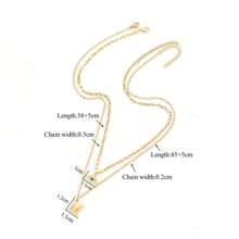 2Pcs/Set Simple Fashion Pave Zirconia Eye Initial Pendant Gold Color Stainless Steel Lip Chain Necklaces For Women