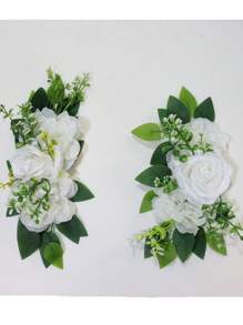 2 件人造玫瑰花，森系婚礼装饰，家居装饰，墙面装饰，生日派对装饰，标牌花，迎宾牌装饰，活动装饰，椅背花 - 彩色 - 查看 12