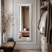 Sparkling Crystals Diamond Embedded Freestanding Full-Length Floor Mirror Wall Mountable, 22" W X 64" H - Silver - View 7