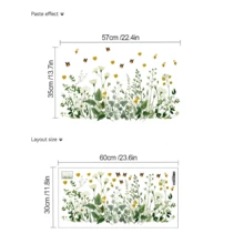 植物和蝴蝶墙贴，可移除 PVC 自粘壁画，适用于客厅、玄关、卧室装饰贴纸，个性贴纸