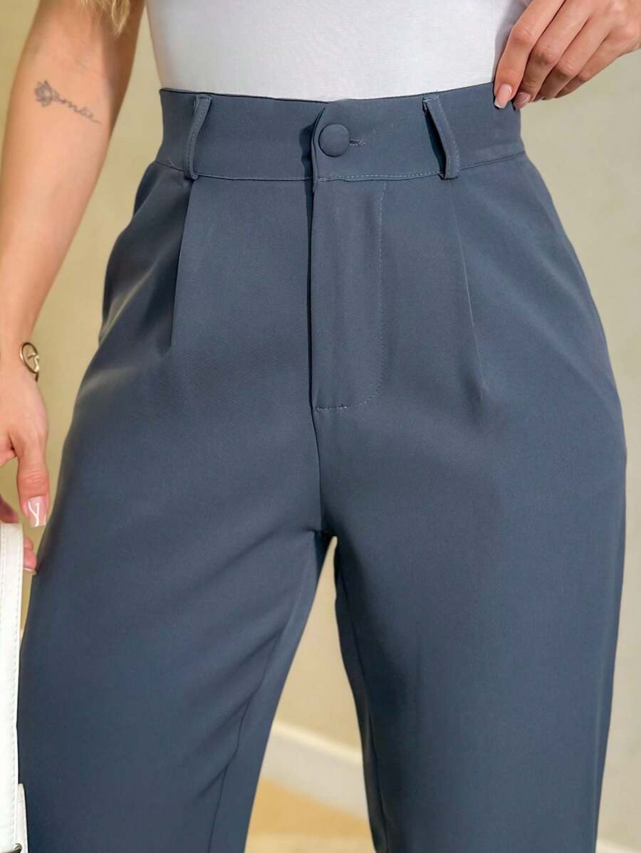 IN FASHION Trousers/Tailored/Women's/With Zipper/Summer Winter/Elegant/Casual/Stylish - 深灰色 - 查看 1