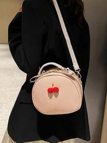 2025 迷你樱桃装饰圆形手提包、斜挎包、女士手提包可爱斜挎包适合约会、外出、新手通勤背情人节礼物送给朋友、女孩、妈妈、老师、护士的完美礼物 - 彩色 - 查看 8