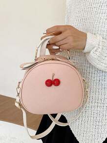 2025 迷你樱桃装饰圆形手提包、斜挎包、女士手提包可爱斜挎包适合约会、外出、新手通勤背情人节礼物送给朋友、女孩、妈妈、老师、护士的完美礼物 - 彩色 - 查看 6