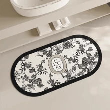 Set de 1/3 piezas de alfombra de baño antideslizante y absorbente con patrón de rama vintage, de material de esponja de gel de sílice con 2.5mm de grosor, que incluye alfombra en forma de U para el inodoro y alfombra para el lavabo, decoración para el hogar, alfombras para el piso, decoración de baño, alfombra de baño, alfombra para exteriores, alfombra de entrada, decoración de otoño, accesorios de baño, decoración de regreso a la escuela - Zhiya - Ver 5