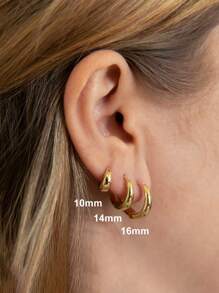 Newsoul 1 Pair Of Fashionable Minimalist Hoop Earrings For Women Ladies Jewellery Real 925 Sterling Silver Earrings Party Gift Fine Jewelry - Gold - View 5