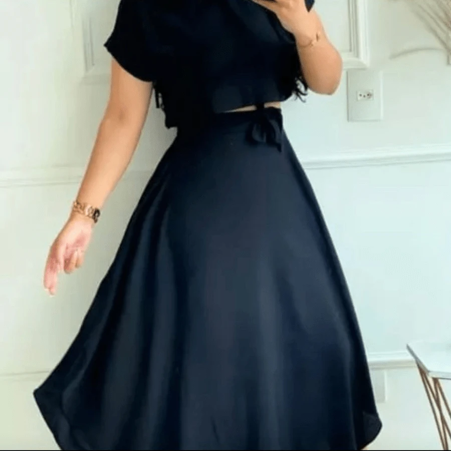 STYLISH VISCOLYCRA SKIRT AND BLOUSE SET: COMFORT AND ELEGANCE FOR ALL MOMENTS! - Black - View 1