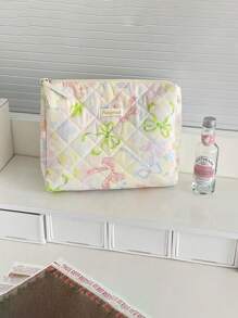 1 chiếc Túi đựng mỹ phẩm đa năng Macaron Color-Block Purple Dreamy Bow, có khóa kéo, mở rộng, hộp đựng đồ trang điểm du lịch di động. Đựng son môi, chì kẻ mày, văn phòng phẩm, đồ du lịch, ngày lễ và sản phẩm làm đẹp - Màu tím - Xem 10