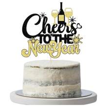 1 件欢呼新年蛋糕装饰 - 冬季圣诞节节日蛋糕装饰，你好 2025 除夕/圣诞节/节日快乐派对装饰品