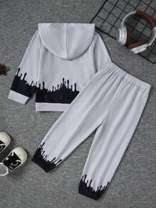 Bộ quần áo hoodie và quần nỉ mặt cười cho bé trai, thời trang thường ngày, thu/đông - Xám - Xem 2