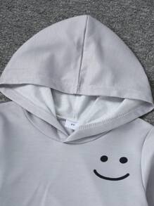Bộ quần áo hoodie và quần nỉ mặt cười cho bé trai, thời trang thường ngày, thu/đông - Xám - Xem 3
