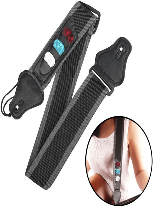 1/2/5 pièces Sangle de guitare simple réglable - Gris, de haute qualité et style, tissu durable, design minimaliste, structure solide, sangle de guitare classique convenant pour guitare électrique, acoustique et basse - Incluant un médiator détachable, coffret cadeau pour bassistes et guitaristes électriques, convenant aux débutants et aux amateurs de musique, cadeau parfait pour l'anniversaire, la Saint-Valentin, Noël pour les musiciens