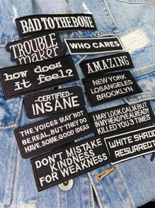 1 套 3/11 件黑白英文字母刺绣补丁涤纶熨烫补丁缝制 DIY 服装配件布贴适用于背包、牛仔裤、夹克、T 恤、帽子、连衣裙等 - 黑與白 - 查看 2