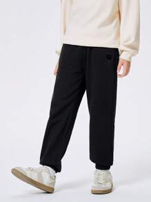Balabala Tween Girls Thermal Lined Floral Joggers Comfortable And Stylish For Winter 2024 - Black - View 2
