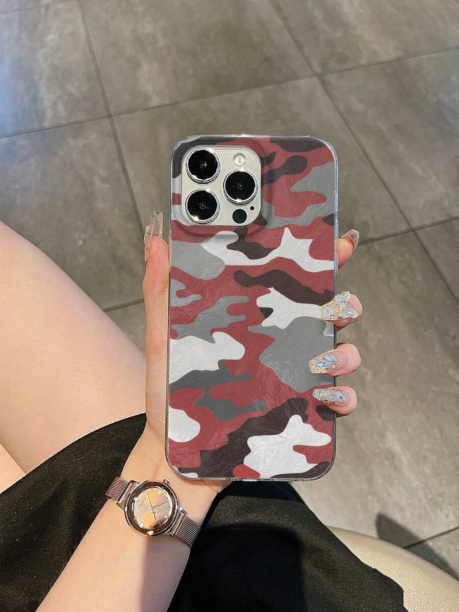 HANCAI 抽象迷彩独特时尚手机壳，红黑白 - 兼容 iPhone 16 15 14 13 12 11 Plus Pro Max。送给朋友的完美生日礼物 - 混合顏色 - 查看 1