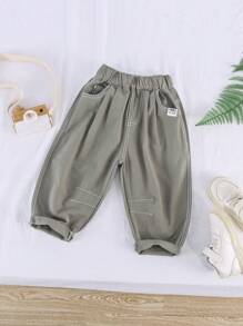 Kids Boys' Lightweight Loose Fit Casual Pants, Casual College Style Suitable For Late Spring & Early Summer