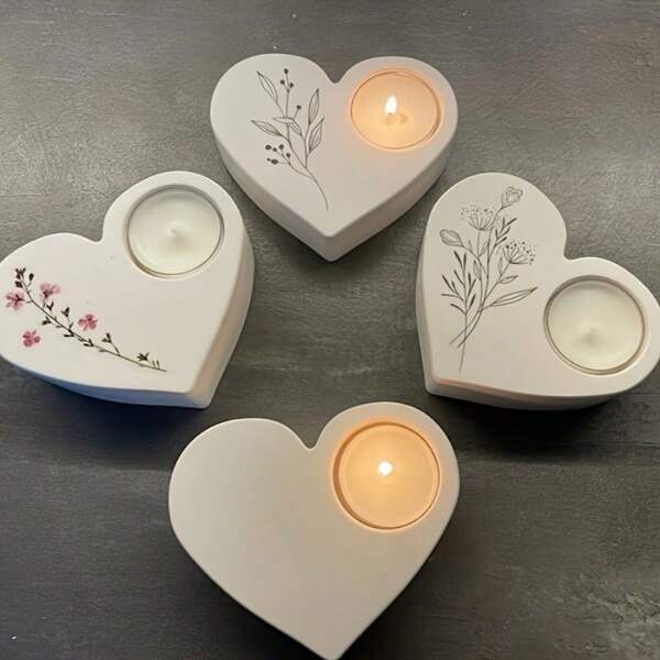 Heart-Shaped Candle Silicone Mold, Suitable For DIY Handmade Resin Craft, Concrete Cement Casting And Home Decor, With Unique Heart-Shaped Candle Holder Silicone Resin Mold