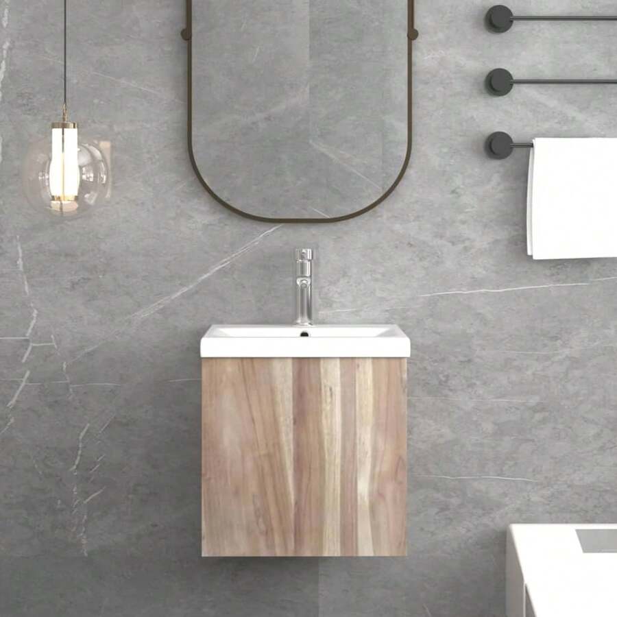 Solid Wood Teak Wall Mount Bathroom Cabinet 16 Inch Storage Organizer ...