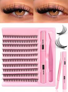 200PCS Dramatic C-Curl 8-16MM Mix DIY Lash Extension Kit Set DIY Bottom Lashes Eyelashes Book Big Volume Soft Individual Cluster Lashes Create A Fluffy Natural Wispy Y2k Butterfly Elements Pink Base Card Look At Home Long Lasting DIY Lashes Glue, DIY Glue Remover, DIY Lashes Tweezers (Bottom Lashes+30D) Lash Clusters Kit, Lashes, Eyelashes, Fake Lashes - Black - View 1