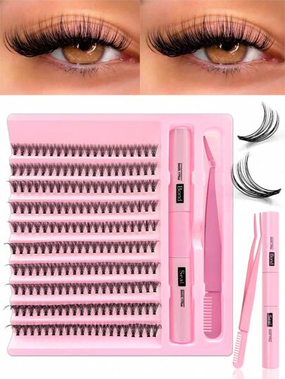 200PCS Dramatic C-Curl 8-16MM Mix DIY Lash Extension Kit Set DIY Bottom Lashes Eyelashes Book Big Volume Soft Individual Cluster Lashes Create A Fluffy Natural Wispy Y2k Butterfly Elements Pink Base Card Look At Home Long Lasting DIY Lashes Glue, DIY Glue Remover, DIY Lashes Tweezers (Bottom Lashes+30D) Lash Clusters Kit, Lashes, Eyelashes, Fake Lashes