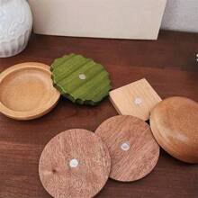 6pcs Anti Slip Burger Insulated Coaster Creative Home Burger Shape Living Room Desktop Decoration Tea Cup Solid Wood Coaster Gifts Birthday Graduation