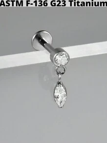 1 pièce Boucle d'oreille pendante de cartilage en titane G23 unicolore avec la forme de la lune, étude, 16G, avec filetage interne, épée, helix, oreille tragus, bijoux de piercing corporel