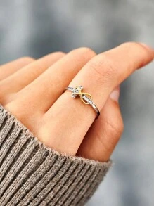 1 件 925 纯银无限十字戒指，镶嵌闪亮方晶锆石，优雅奢华，适合日常佩戴和特殊场合的礼物 - 十字型 - 查看 8