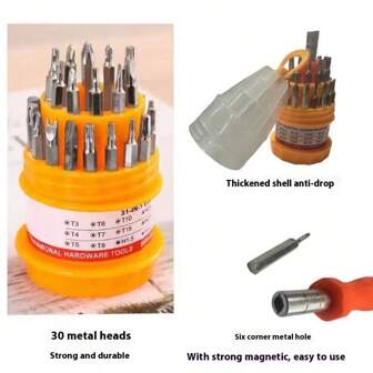 Juego De Destornilladores De 31 En 1 Para Herramientas De Reparación De Teléfonos Con Ranura Cruzada, Juego De Bits De Destornillador Multifuncional Con Soporte Para Destornillador