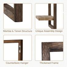 1 件方形浮动搁板，带框墙面装饰搁板，乡村风格浮动搁板装饰储物架，农舍植物悬挂展示艺术装饰储物架，适用于客厅卧室浴室 - 彩色 - 查看 5