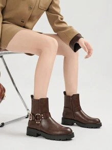 时尚侧拉链休闲踝靴，适合秋冬季