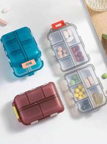 1pc Travel Pill Box, Portable Storage Container, Sealed Compartment Design With Cover, PP Plastic Material, Suitable For Car, Overseas Travel And Various Occasions, Convenient For Organizing Medications - Multicolor - View 5