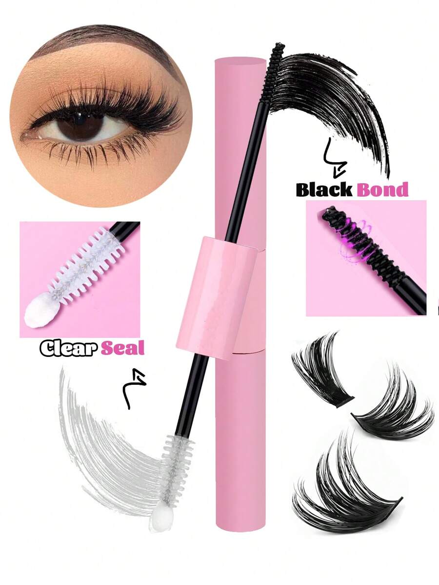 睫毛束延長專用膠：纖維束睫毛、長效持久、堅固牢固、防水雙效合一的膠水，無需美容師，在家輕鬆完成自助式美睫延長