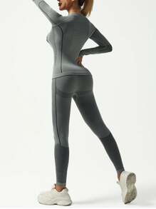 Conjunto de Roupas Esportivas de Manga Longa para Mulheres no Inverno, Ação de Graças, Roupas Quentes e Funcionais, Roupa Térmica Seamless Feminina para Esqui, Conjunto de Agasalho Feminino de Inverno, Conjuntos de Roupa Térmica de Lã Polar para Mulheres, Camadas de Base Top e Calça para Clima Frio