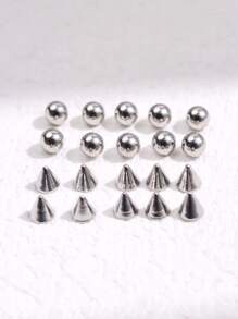 1set 20pcs 3mm Stainless Steel Geometric Ball Fake Piercing Stud Set Fake Nose Ring Stud Sticker Pack Fake Eyebrow Lip Piercing Non Piercied Body Jewelry