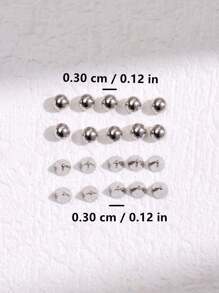 1set 20pcs 3mm Stainless Steel Geometric Ball Fake Piercing Stud Set Fake Nose Ring Stud Sticker Pack Fake Eyebrow Lip Piercing Non Piercied Body Jewelry