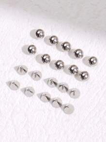 1set 20pcs 3mm Stainless Steel Geometric Ball Fake Piercing Stud Set Fake Nose Ring Stud Sticker Pack Fake Eyebrow Lip Piercing Non Piercied Body Jewelry