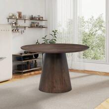 (1 Table With 4 Chairs)Wooden Dining Table Set, Modern Round MDF Kitchen Table And Boucle Upholstered Dining Chairs For Dining Room, Kitchen, Saving Space, Dark Brown,HomeNest9